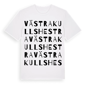 Västra Kullshestra ordlek t-shirt – ekologisk bomull t-shirt från Pinshirt