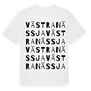 Västra Nässja ordlek t-shirt – ekologisk bomull t-shirt från Pinshirt