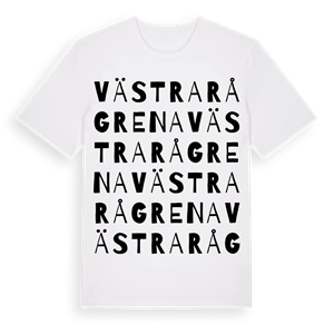 Västra Rågrena ordlek t-shirt – ekologisk bomull t-shirt från Pinshirt
