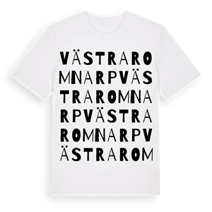 Västra Romnarp ordlek t-shirt – ekologisk bomull t-shirt från Pinshirt