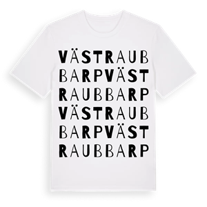 Västra Ubbarp ordlek t-shirt – ekologisk bomull t-shirt från Pinshirt