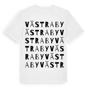 Västraby ordlek t-shirt – ekologisk bomull t-shirt från Pinshirt