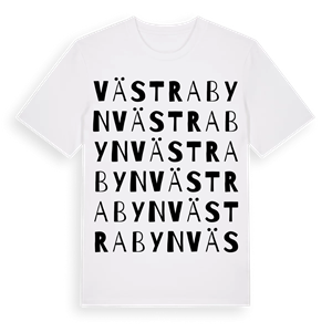 Västrabyn ordlek t-shirt – ekologisk bomull t-shirt från Pinshirt