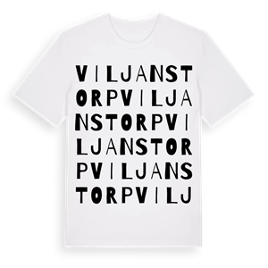 Viljanstorp ordlek t-shirt – ekologisk bomull t-shirt från Pinshirt