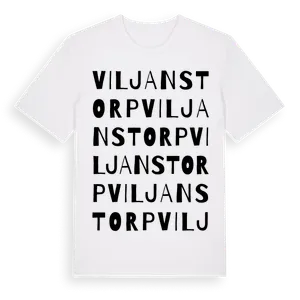 Viljanstorp ordlek t-shirt – ekologisk bomull t-shirt från Pinshirt