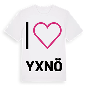Jag älskar Yxnö t-shirt stort tryck – ekologisk bomull t-shirt från Pinshirt