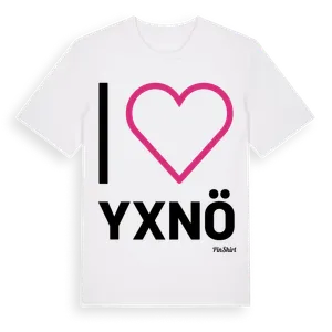Jag älskar Yxnö t-shirt stort tryck – ekologisk bomull t-shirt från Pinshirt