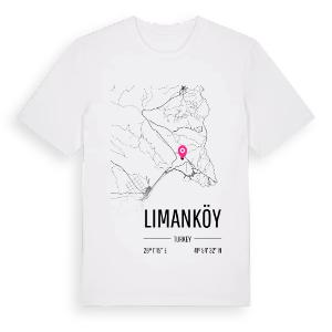 Limanköy karta t-shirt – ekologisk bomull t-shirt från Pinshirt