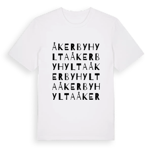 Åkerby hylta ordlek t-shirt – ekologisk bomull t-shirt från Pinshirt