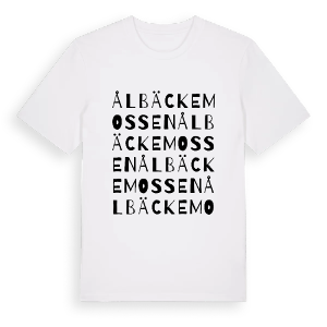 Ålbäckemossen ordlek t-shirt – ekologisk bomull t-shirt från Pinshirt