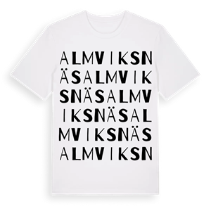 Almviksnäs ordlek t-shirt – ekologisk bomull t-shirt från Pinshirt