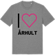 Mid Heather Gray t-shirt med Jag älskar Århult t-shirt stort tryck