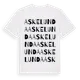 White t-shirt med Askelunda ordlek t-shirt