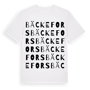 Bäckefors ordlek t-shirt – ekologisk bomull t-shirt från Pinshirt