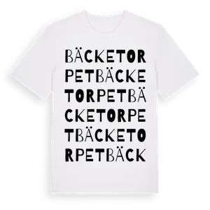 Bäcketorpet ordlek t-shirt – ekologisk bomull t-shirt från Pinshirt