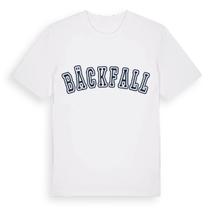 Bäckfall college t-shirt – ekologisk bomull t-shirt från Pinshirt