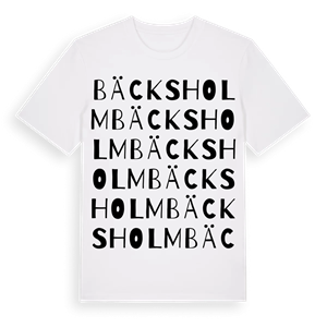 Bäcksholm ordlek t-shirt – ekologisk bomull t-shirt från Pinshirt
