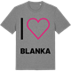 Mid Heather Gray t-shirt med Jag älskar Blanka t-shirt stort tryck