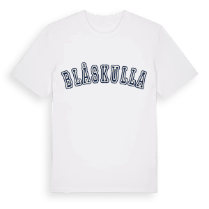 Blåskulla college t-shirt – ekologisk bomull t-shirt från Pinshirt