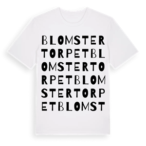 Blomstertorpet ordlek t-shirt – ekologisk bomull t-shirt från Pinshirt