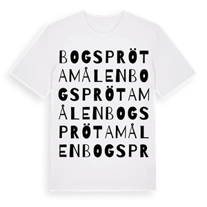 Bogsprötamålen ordlek t-shirt – ekologisk bomull t-shirt från Pinshirt