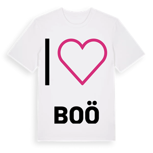 Jag älskar Boö t-shirt stort tryck – ekologisk bomull t-shirt från Pinshirt