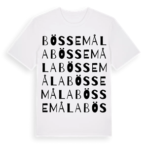 Bössemåla ordlek t-shirt – ekologisk bomull t-shirt från Pinshirt