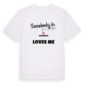 Någon i Brännkärr älskar mig t-shirt – ekologisk bomull t-shirt från Pinshirt