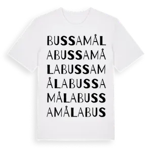 Bussamåla ordlek t-shirt – ekologisk bomull t-shirt från Pinshirt