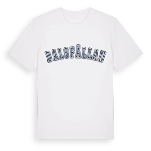 Dalsfällan college t-shirt – ekologisk bomull t-shirt från Pinshirt