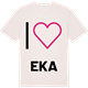 Vintage White t-shirt med Jag älskar Eka t-shirt stort tryck