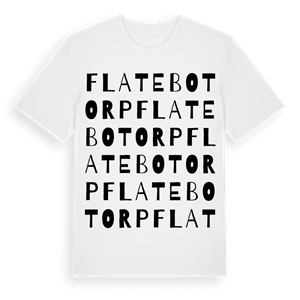 Flatebotorp ordlek t-shirt – ekologisk bomull t-shirt från Pinshirt