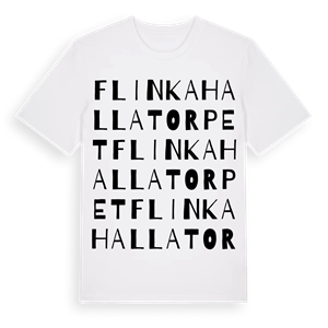 Flinkahallatorpet ordlek t-shirt – ekologisk bomull t-shirt från Pinshirt