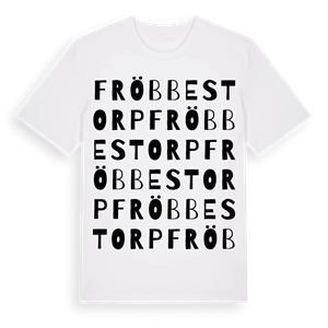 Fröbbestorp ordlek t-shirt – ekologisk bomull t-shirt från Pinshirt