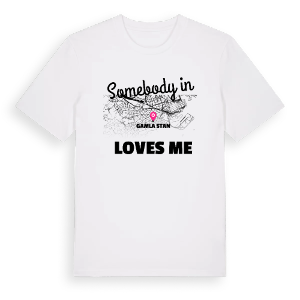 Någon i Gamla Stan älskar mig t-shirt – ekologisk bomull t-shirt från Pinshirt