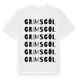 White t-shirt med Grimsgöl ordlek t-shirt