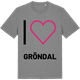 Mid Heather Gray t-shirt med Jag älskar Gröndal t-shirt stort tryck