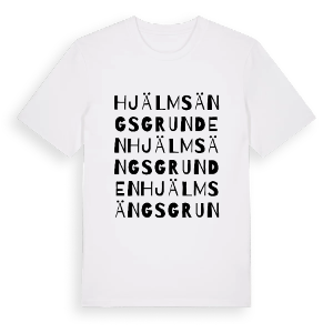 Hjälmsängsgrunden ordlek t-shirt – ekologisk bomull t-shirt från Pinshirt
