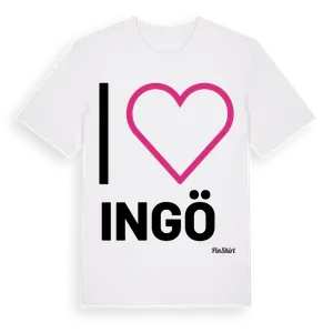 Jag älskar Ingö t-shirt stort tryck – ekologisk bomull t-shirt från Pinshirt