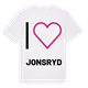 White t-shirt med Jag älskar Jonsryd t-shirt stort tryck