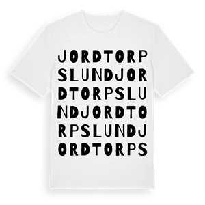 Jordtorpslund ordlek t-shirt – ekologisk bomull t-shirt från Pinshirt