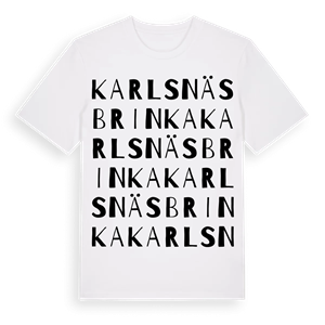 Karlsnäs Brinka ordlek t-shirt – ekologisk bomull t-shirt från Pinshirt