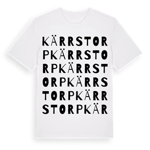 Kärrstorp ordlek t-shirt – ekologisk bomull t-shirt från Pinshirt