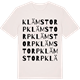 Vintage White t-shirt med Klämstorp ordlek t-shirt