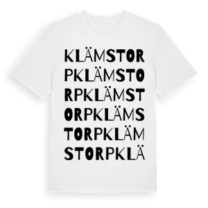 Klämstorp ordlek t-shirt – ekologisk bomull t-shirt från Pinshirt