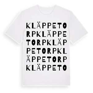 Kläppetorp ordlek t-shirt – ekologisk bomull t-shirt från Pinshirt