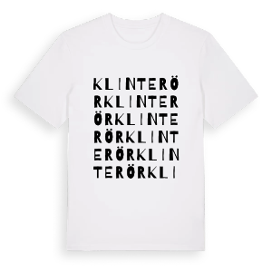 Klinterör ordlek t-shirt – ekologisk bomull t-shirt från Pinshirt