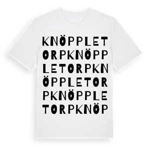 Knöppletorp ordlek t-shirt – ekologisk bomull t-shirt från Pinshirt