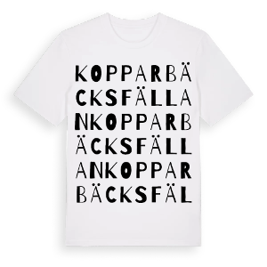 Kopparbäcksfällan ordlek t-shirt – ekologisk bomull t-shirt från Pinshirt
