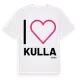 White t-shirt med Jag älskar Kulla t-shirt stort tryck